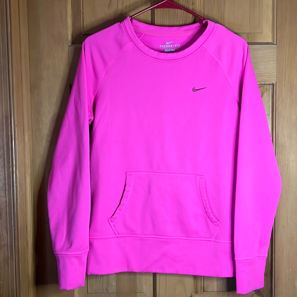 Women’s Pink Nike Therma-fit Sweater Shirt With Pocket Medium